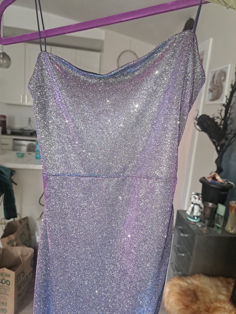 Sparkling Iridescent Purple Bodycon Dress